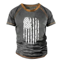 Hanas Muška ljetna majica Raglan, vintage kratki rukav, američka zastava za okrugli vrat Patriotic 4.