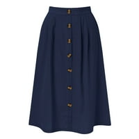 IOPQO MIDI haljine za žene Žene Dugo dugme Pocket suknja Boja visoka struka Moda Ležerne prilike Line