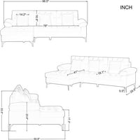 Premium kauč i kauč - moderni kauč za kauč sa bazom od drveta, sa mekom baršunaste tkanine, LNCludes