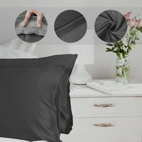 Astarin King Veličina Satin svilena jastučnica, Crni jastučni komadi set od 2, umjetni jastuk pokriva sa zatvaračem koverte