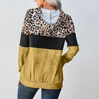 Prolećna odjeća za žene Modni Leopard Patchwork košulje Kapuljača sa kapuljačom Dukserice Trendi pulover