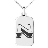Slovo od nehrđajućeg čelika N početni 3D monogram ugraviran mali pravokutni pas ogrlica ogrlica šarm