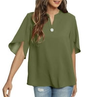 Žene Ljetne vrhove kratkih rukava Ležerne majice V izrez šifon bluza