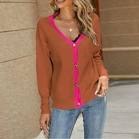 Vivianyo HD džemperi za žene odolijevanje plus veličina Ženski dugih rukava s dugim rukavima V-izrez