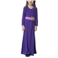 Taqqpue muslimanska haljina za djevojčice, muslimanske duge haljine srednje djevojke s dugim rukavima V izrez Colorblock haljina molitvena haljina na klirensu, veličine 8-17t