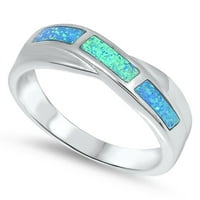 Infinity čvor Blue Simulirani Opal Remise Ring Novi Sterling Silver Band Prsten