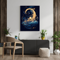 Čarobno noćno nebo - nebeski mjesec čarobne platnena zidna umjetnost