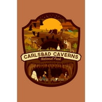 Dekorativni ručnik za čaj, pregača Carlsbad Caverns Nacionalni park, geometrijski nacionalni park serija,