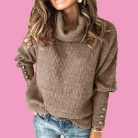 Ženska kornjača pletena džemper od punog boja dugih rukava elegantni casual labavi vrhovi