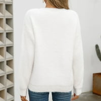 Pumfeyles PIMFYLM pulover za žene obrezane džempere pulover za žene Dressy preveliki bijeli s