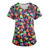 Ženska plus veličina cvjetni ispis kratkih rukava okrugli vratni bluza za bluzu multicolor xxl