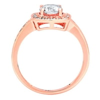 1. CT sjajan okrugli rez CLEAR simulirani dijamant 18k ružičasto zlato halo pasijans sa accentima prsten