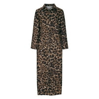 Leopard print haljine za žene seksi casual elegantna gumba sa dugim rukavima s dugim rukavima prednje