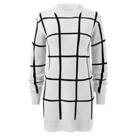 Ženska boja Block Striped džemper s dugim rukavima O vrat Slim Fit kontrastna mreža Elegantna jesenska