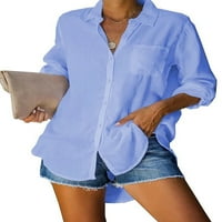 Capreze Solid Color Tops Bluza Ladies Lood Plain Tunika Majica Poslovni rever za vrat Purple 3xl