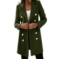 Blazers za žene umjetna vuna elegantna mješavina Slim dugih rukava i zimske jakne od solidnih rukava