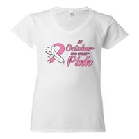U oktobru nosimo ružičastu svijest Žene V-izrez, bijela, mala