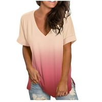 Ženske bluze i vrhovi Dressy Fassion Casual Gradient V-izrez Kratki rukav labav majica Pink XXL