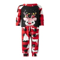 Stoljetni božićni pidžami za obiteljske slatke jeleer tiskane vrhove dugih rukava i pletene hlače Xmas PJs Spavaće odjeće set za roditelj-dijete crno crveno