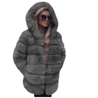 Žene Fluffy Furf Cur kaput obrezana jakna naduvana jakna Zip up zimska topla nejasna toddy jakna