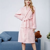 Svilene pidžame za žene debela flanela pune boje rever kućne odjeće dugih rukava s kapuljačom kaputa