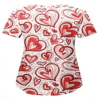 WRCNOTE Valentine Ispiši vrhove za žene Nurse kratkih rukava uniforma V izrez Tunika Džepovi majice