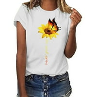 Podplug Women Plus size Suncokret Ispis majica kratkih rukava majica