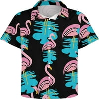 Flamingo stoji visok muški majica majica niz kratke rukave Havajske majice vrh za plažu poslovno casual
