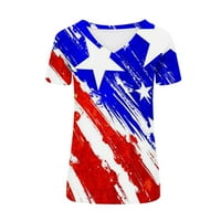 Aufmer Clearence Juniors American Zastava cijevi za zastavu Promašuje Dan neovisnosti V-izrez Ispiši majice Modne udobne ženske bluze vrhovi