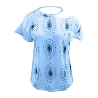 Košulje za žene Žensko perje Ispiši labavi ramenski modni kratki rukav Ležerne prilike TOP svijetlo