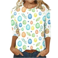 Ženski rukav Uskrs Majica Slatka zeko jaja Grafičke majice Slim Fit Dressy Casual pulover bluza