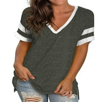 Majica za žene V izrez kratki rukav Split TURS TOPS Ljetna plaža Striped Ležerne prilike Basic Tee Tops