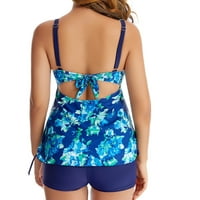 Zkozptok Dvije kupaći kostim za žene Atleta gradijentni ispis kupaćih odijela Bikini bez leđa na plaži Pleted Swimress, Blue, L