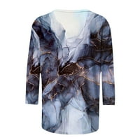 Amidoa ženski rukav vrhovi ljetni casual mramorni print Crewneck Proljetna bluza Slim Fit Boho pulover