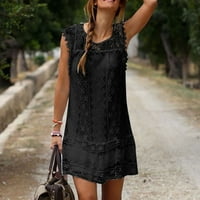 Lovskoo Womins Ljetne haljine Little Crna haljina haljina Tanka trendi čipka bez rukava sa punom bojom