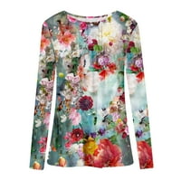 Ženska modna tiskana labava majica dugih rukava okrugli vrat Ležerne prilike plus veličine Bluzes Majica Dressy za jesen
