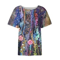 Cvjetni vrhovi za žene, žensko dugme dolje modne casual majice kratkih rukava Bluza ljubičasta xxl