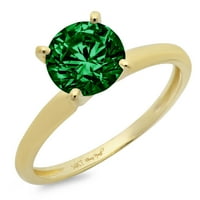 1ct okrugli rez zeleni simulirani smaragd 14k žuti zlatni angažman prsten veličine 8,25