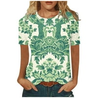 Ženski bluze Ženska modna casual Three Quarter rukava Print okrugli vrat TOP bluza Green XXXL