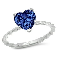 2CT srce rezane plave simulirane tanzanite 14k bijelo zlatne zlatne angažovane prstene veličine 8,75