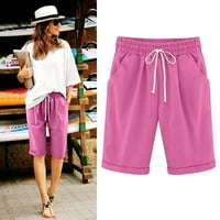 Ženske ljetne pamučne hlače plus veličina visokih kratkih kratkih kratkih kratkih rukava za plažu na