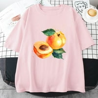Jhpkjfruit Pomegranate Ljeto Ženska majica Harajuku crtani marelica Print Tops Trendi O-izrez Dame Udobna