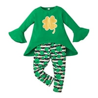 Toddler Baby Girls St.Patrick's Day Print Tops Hlače Outfits Podesite povremenu odjeću 3- godine