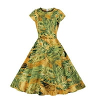 Shusuen ženski ljetni ispis haljina bez rukava velika ljuljačka patentni zatvarač književni retro stil