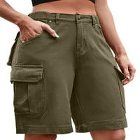 Capreze Women Mini pant Dugme Teretne kratke hlače Čvrsta boja Bermuda Hot Hlače Baggy dno Srednji struk