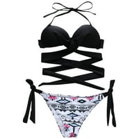 FSqjgq Womens Splitsuits Postavlja tankeni vrhovi za žene Bikinis ženski print Solid Boja Bikini Strup