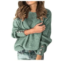 Ketyyh-CHN pulover džemperi za žene dugih rukava duks za posadu sa plusom veličine plave boje, XL