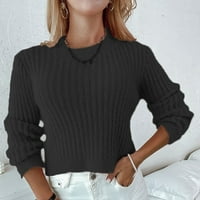 Ženski džemperi preveli su Ležerni dugi rukav pleteći labav debeli džemper TOP crna l