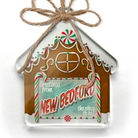 Ornament tiskani jednostrani pozdravi iz New Bedforda, vintage razglednica Božić Neonblond