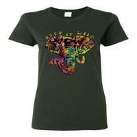Držite ga divlji šareni slon lice za životinje za životinje Ženska grafička majica, šuma zelena, 3xl
